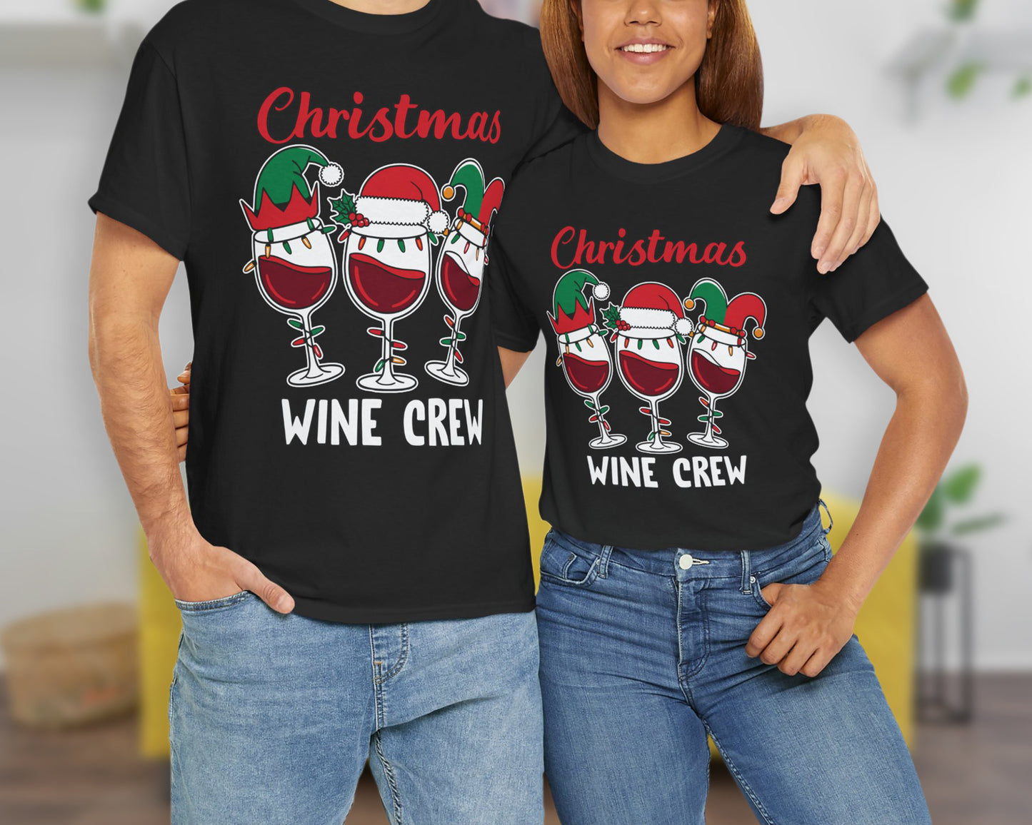 Christmas Wine Crew unisex classic graphic tee