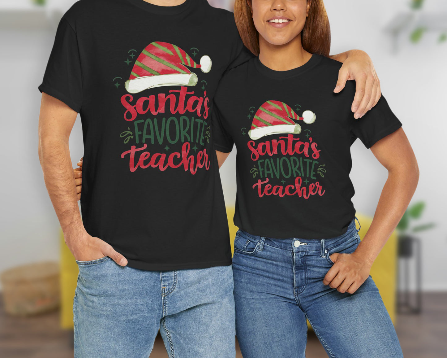 Santa's Favorite Teacher unisex classic graphic tee