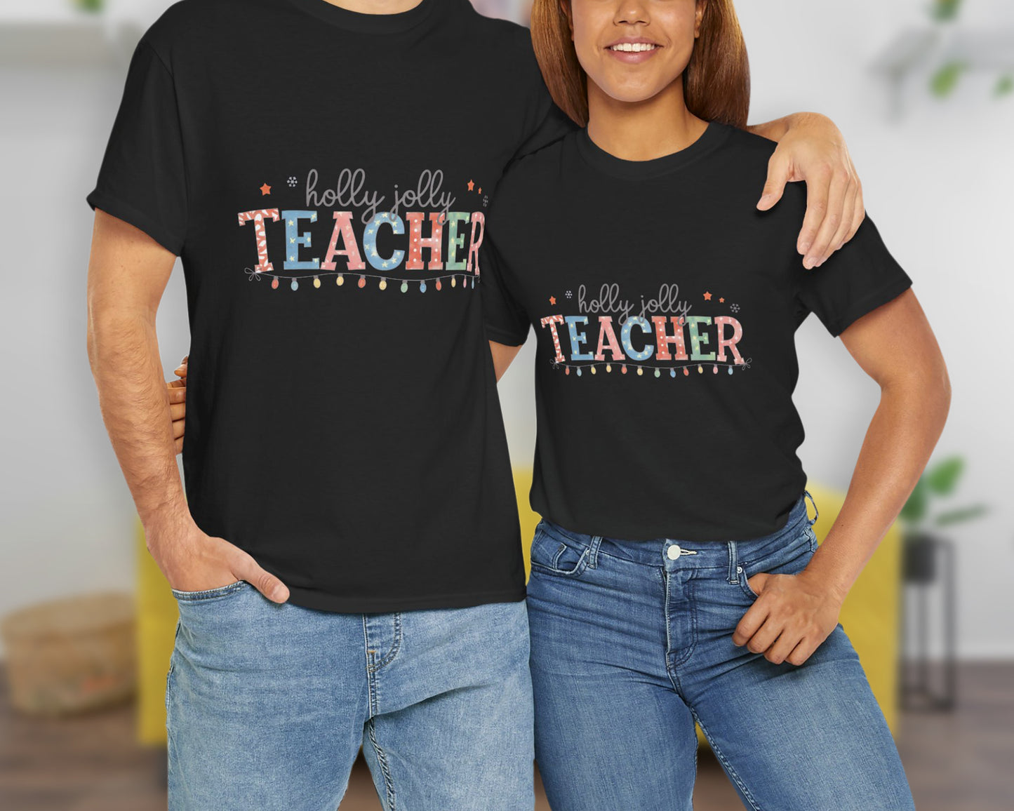 Holly Jolly Teacher unisex classic graphic tee