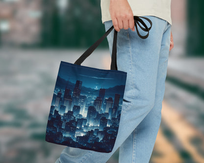 Night cities in anime style tote bag