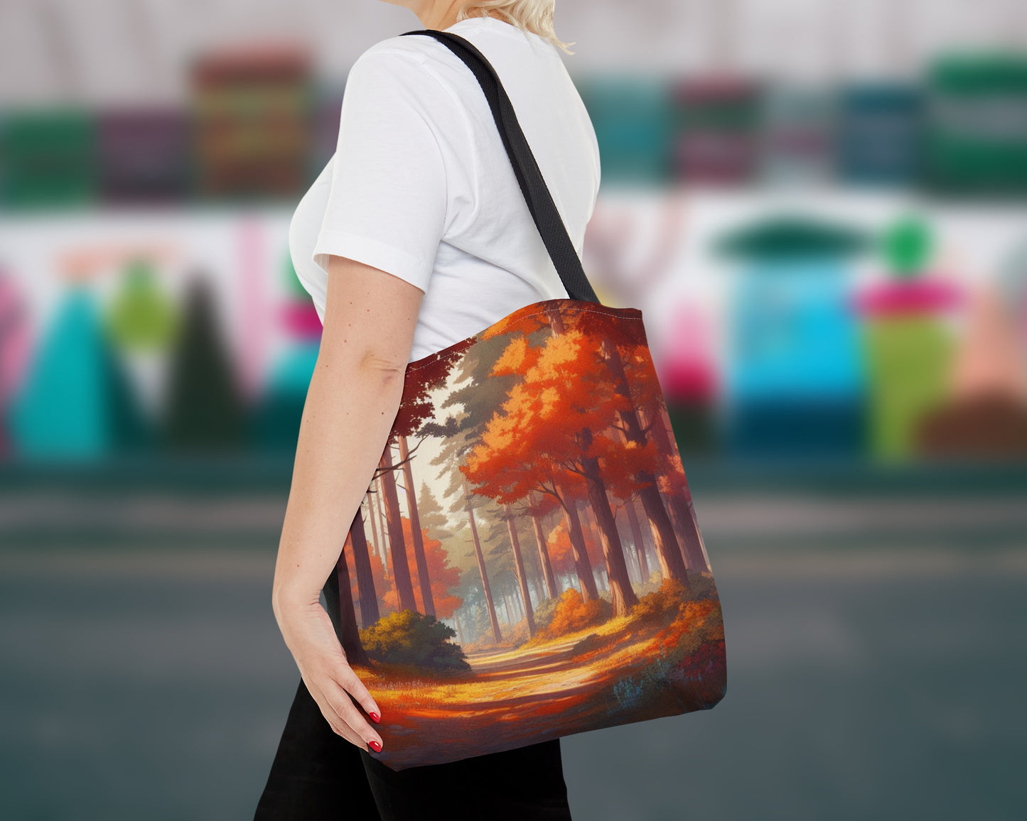 Pine forests in anime style tote bag