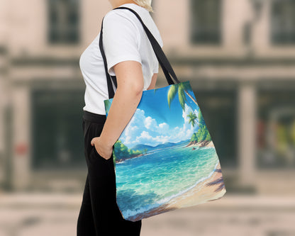 Beaches in anime style tote bag