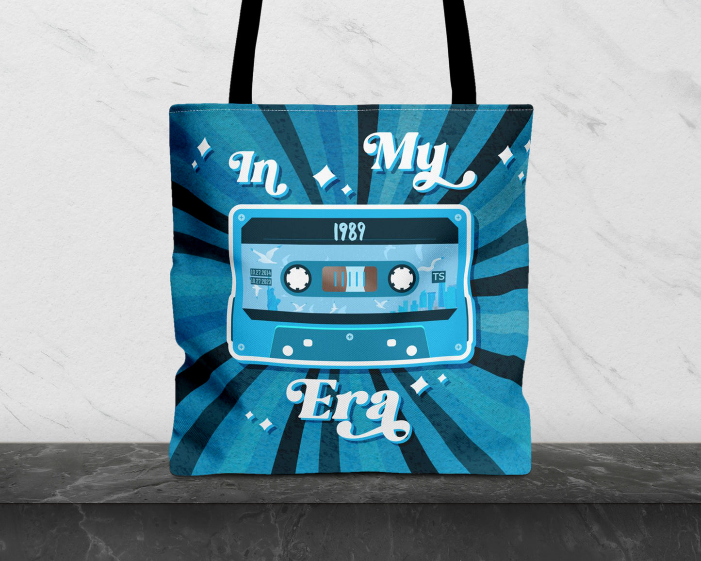 In my 1989 era vintage cassette tape tote bag