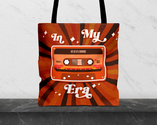 In my Life of Showgirl era vintage cassette tape tote bag