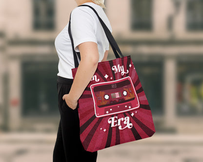 In my Red era vintage cassette tape tote bag