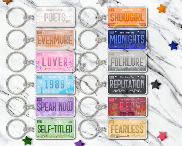 Collection of The Eras acrylic keychains