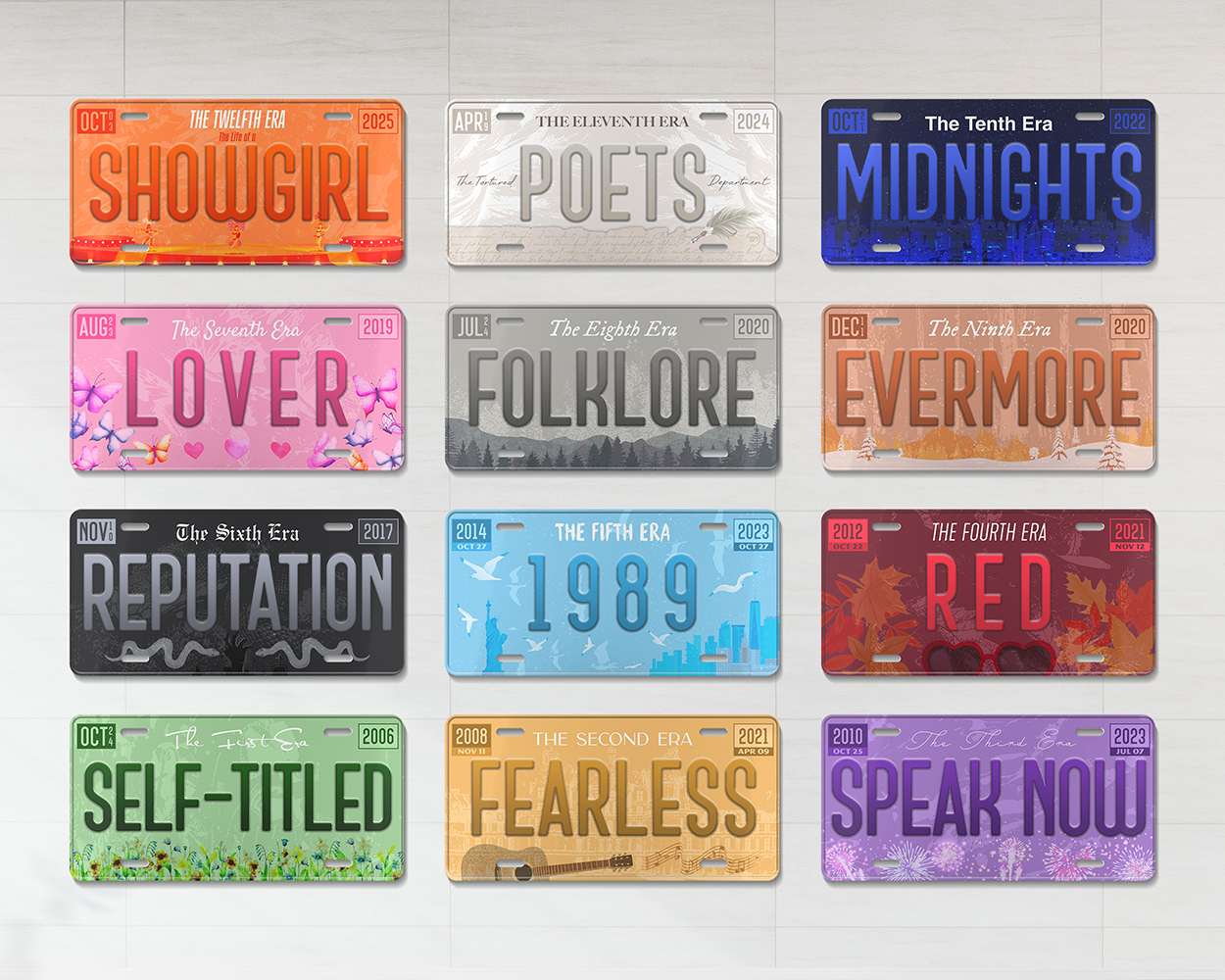 Collection of The Eras license plates