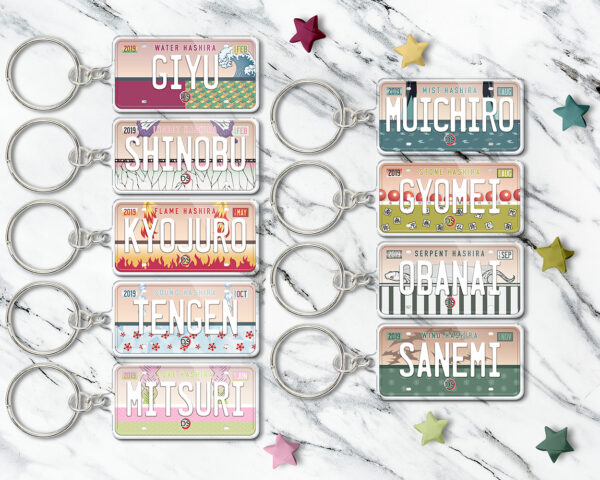 Collection of the Hashira KnY anime characters acrylic keychains