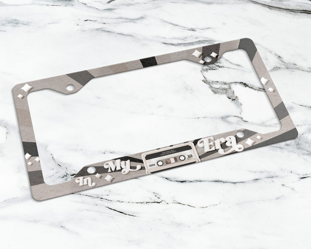 In my Tortured Poets era vintage cassette tape license plate frame