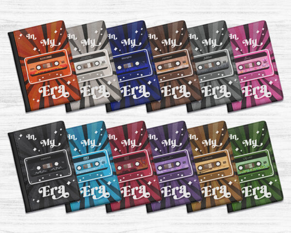 Collection of In my eras vintage cassette tape passport covers