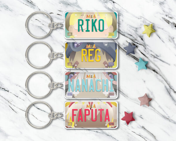 Collection of Made in Abyss anime characters acrylic keychains