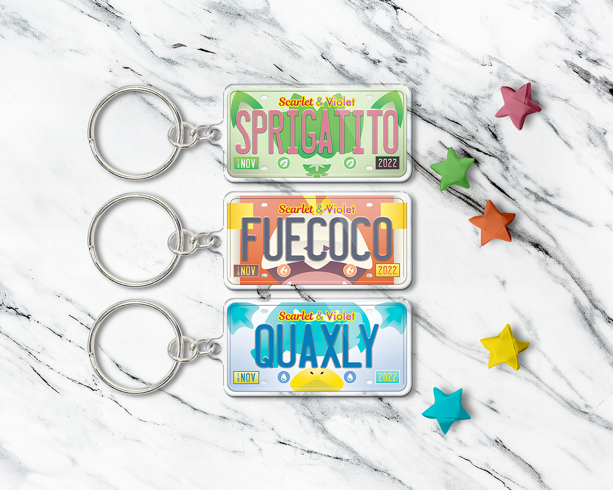 Collection of Paldea starters Horizons anime characters acrylic keychains