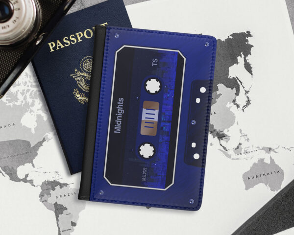 Midnights era cassette tape passport cover