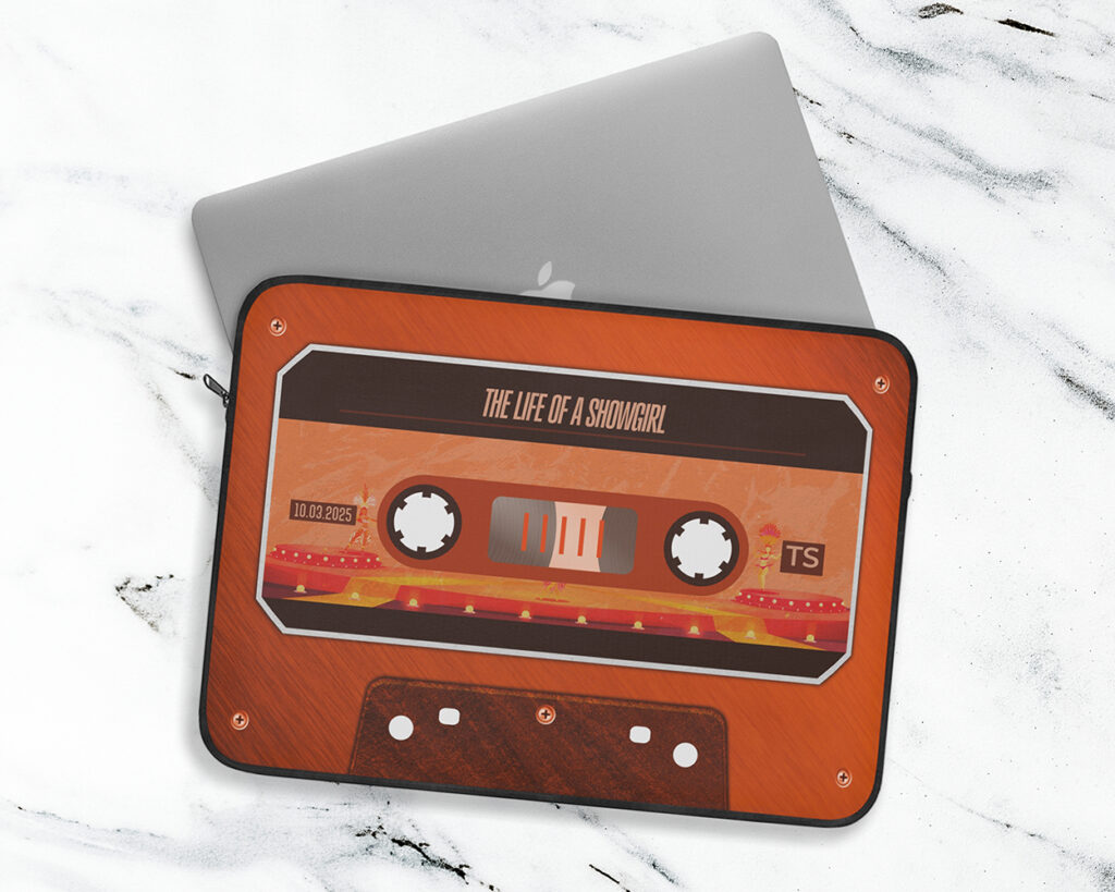 Showgirl era cassette tape laptop sleeve
