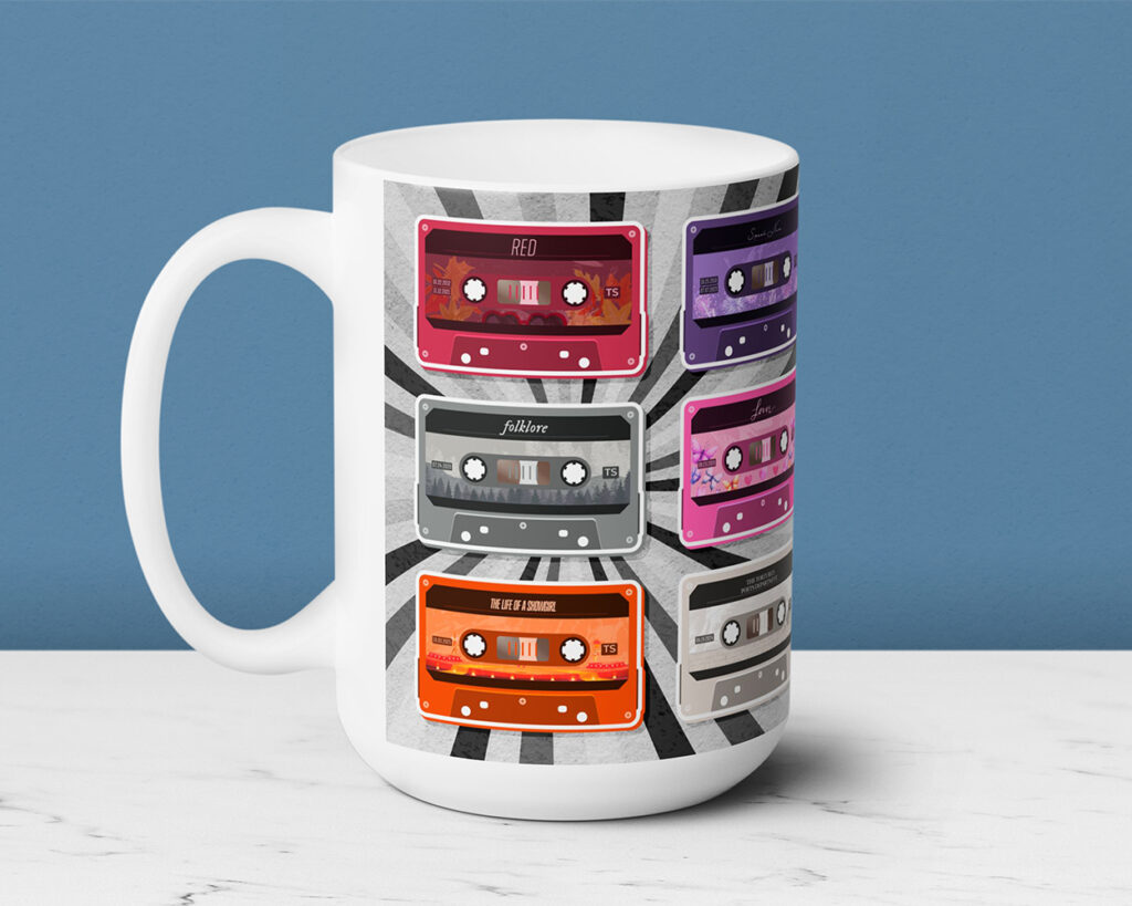 All eras vintage cassette tapes ceramic mug