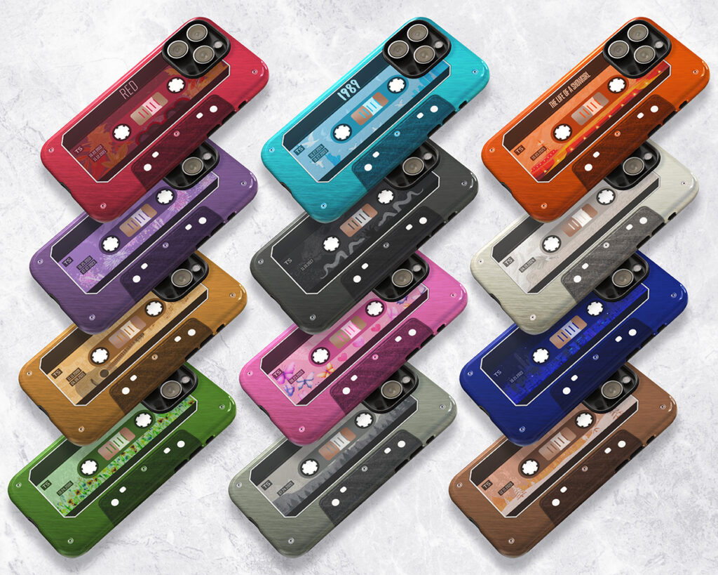 Collection of The Eras cassette tape phone cases