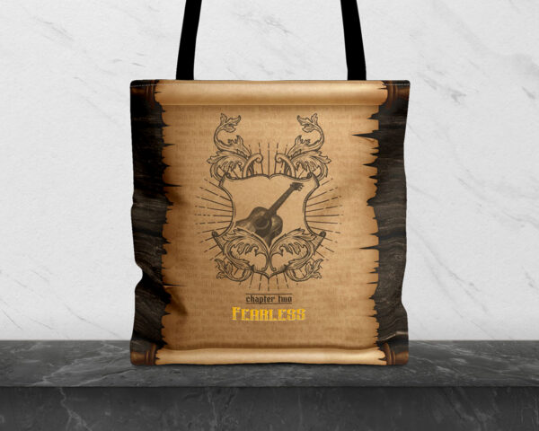 Fearless era medieval scroll tote bag