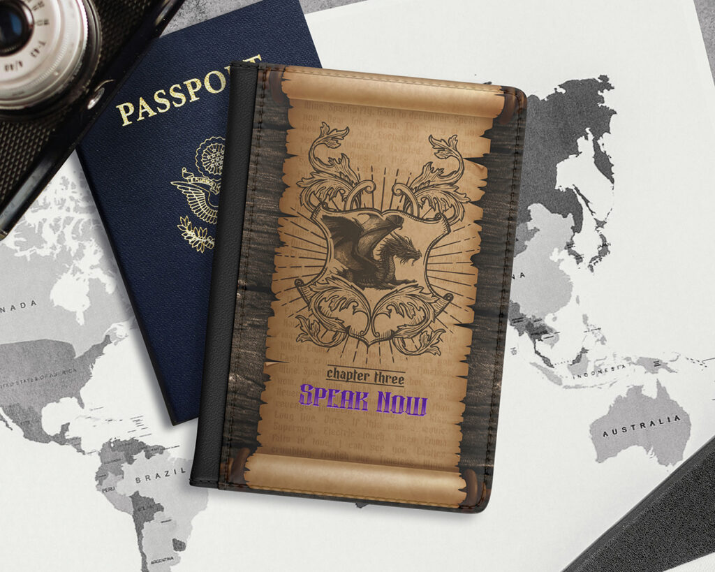 Speak Now era medieval scroll passport cover