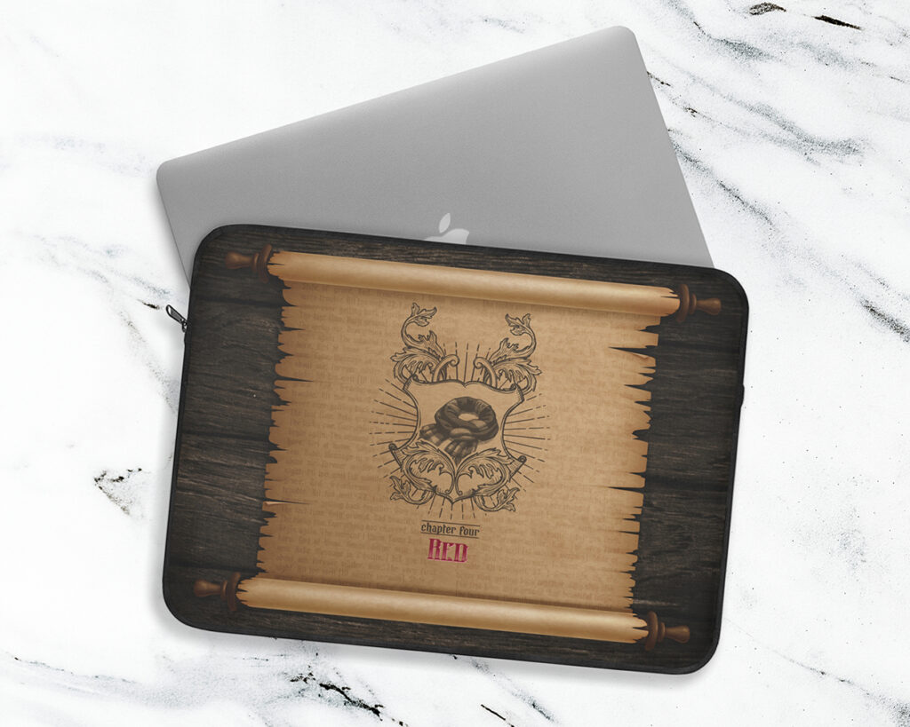 Red era medieval scroll laptop sleeve
