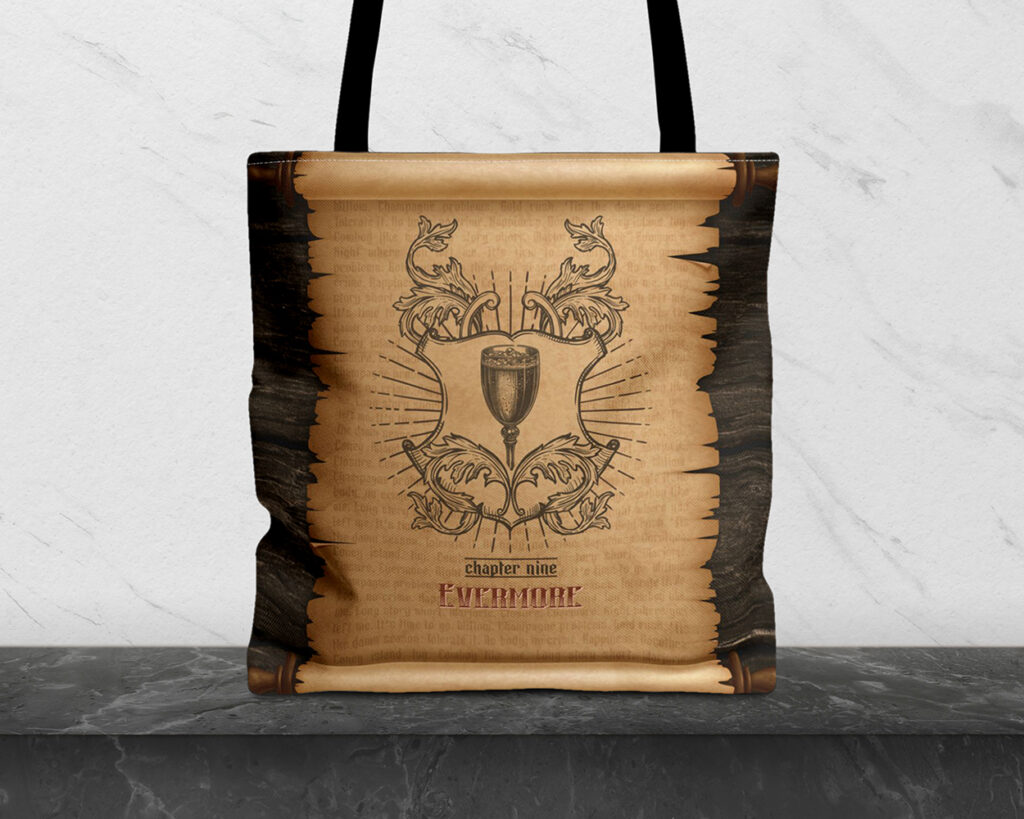 Evermore era medieval scroll tote bag