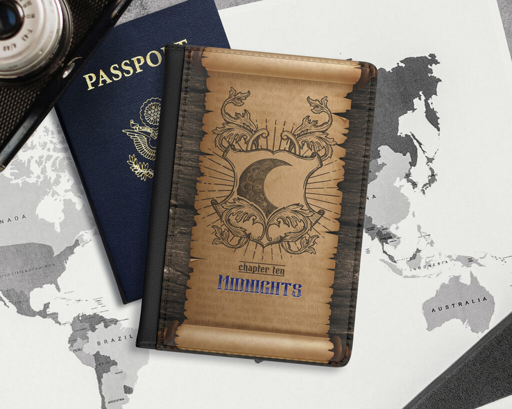 Midnights era medieval scroll passport cover