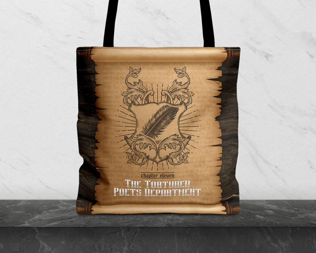 Tortured Poets era medieval scroll tote bag