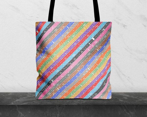 Song titles Era color strips tote bag