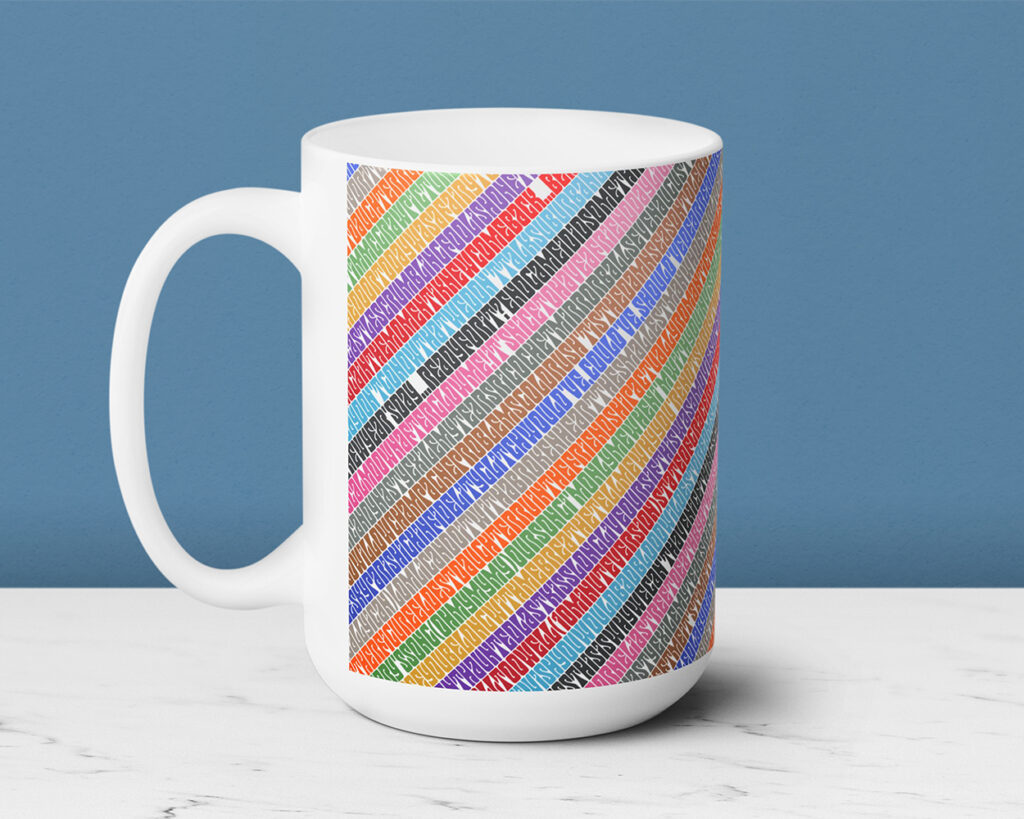 Song titles Era color stripes ceramic mug
