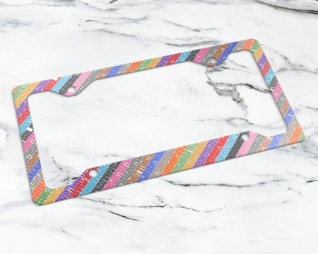 Song titles Era color stripes license plate frame