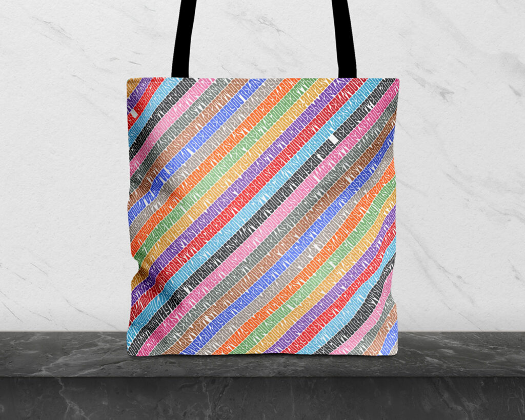 Song titles Era color stripes tote bag