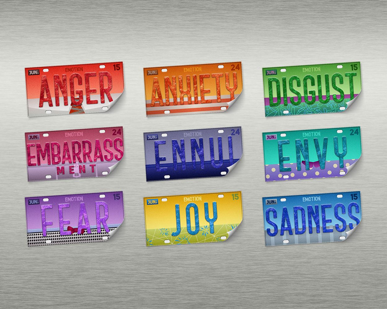 Collection of InsideOut emotion characters bumper stickers