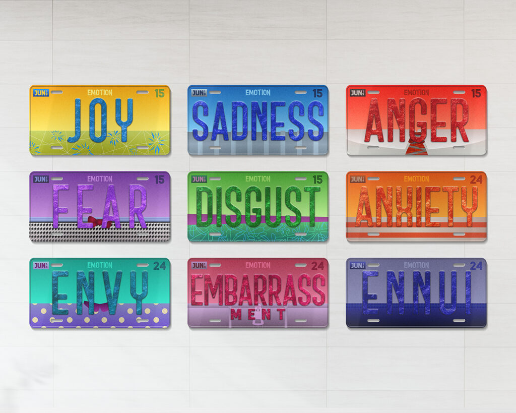 Collection of InsideOut emotion characters license plates