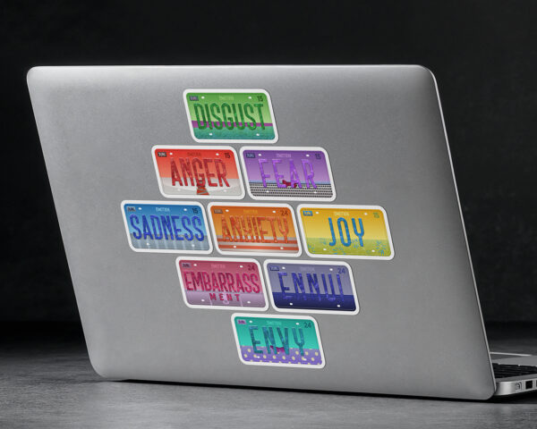 Collection of InsideOut emotion characters license plate stickers