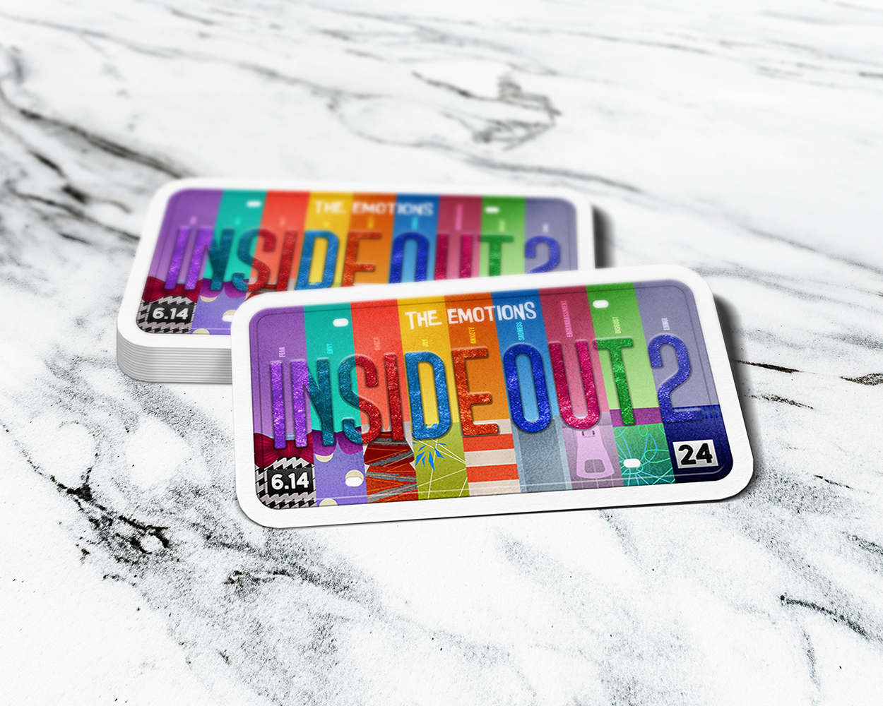 Collection of InsideOut emotion characters license plate stickers - Image 11