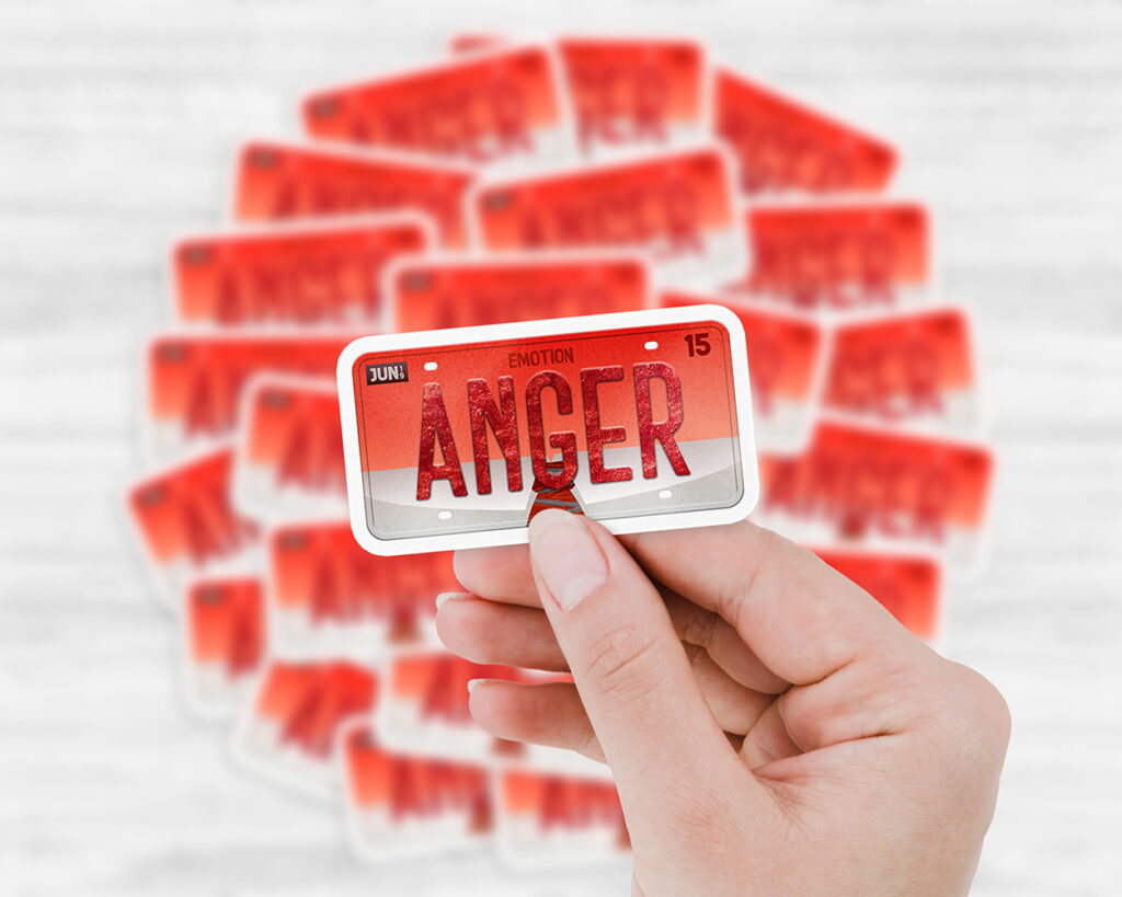 Anger emotion license plate sticker