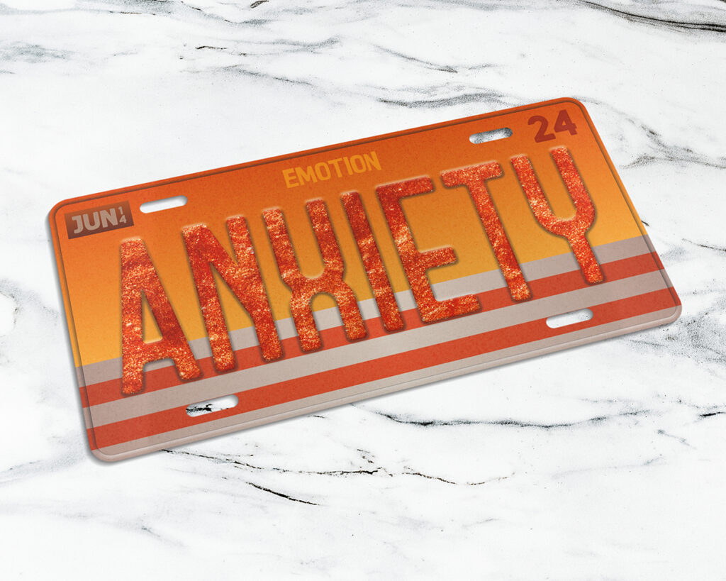 Anxiety emotion license plate