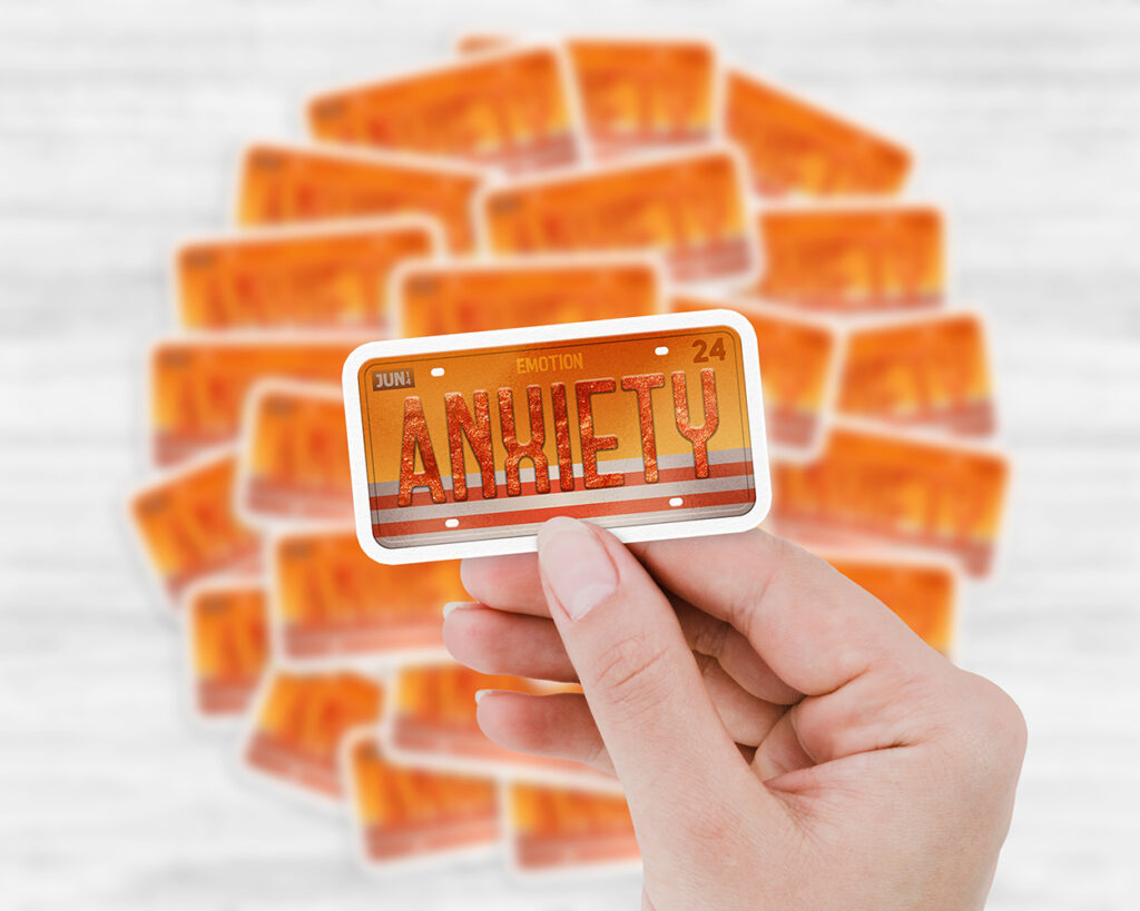 Anxiety emotion license plate sticker