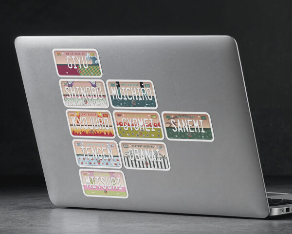 Collection of the Hashira KnY anime characters license plate stickers