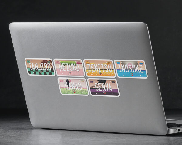 Collection of KnY anime characters license plate stickers