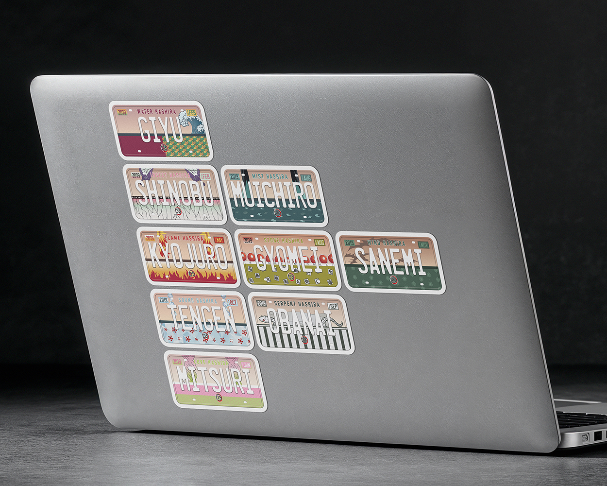 Collection of the Hashira KnY anime characters license plate stickers