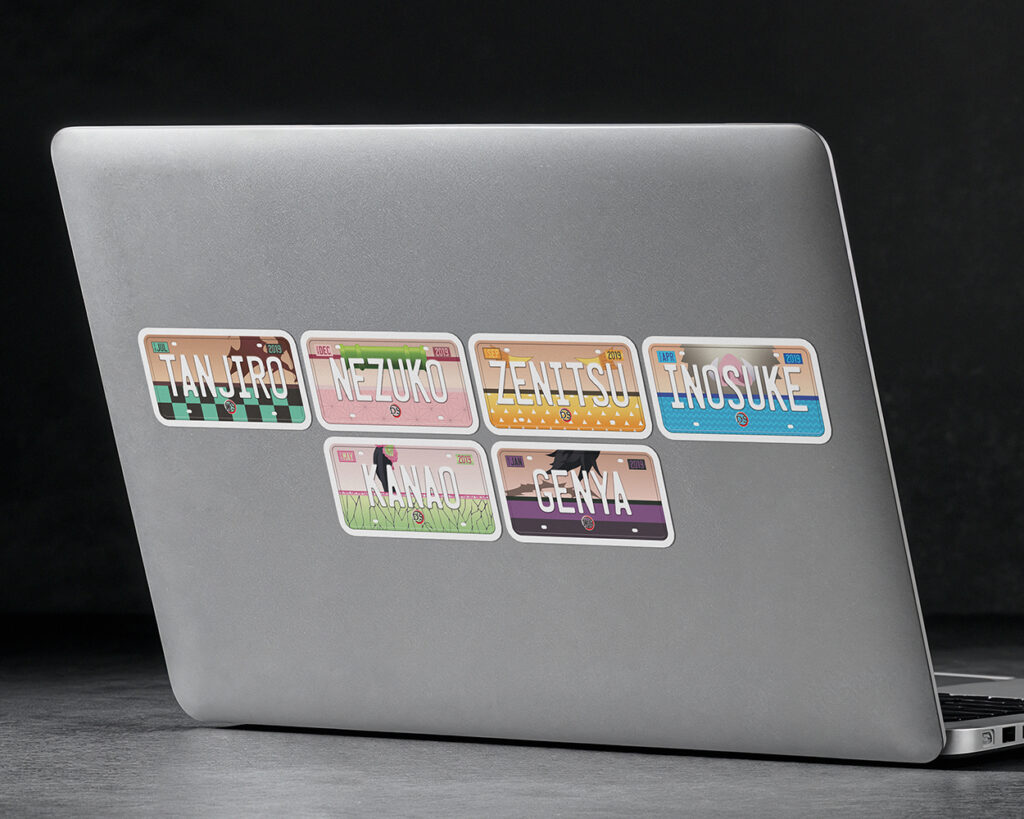 Collection of KnY anime characters license plate stickers