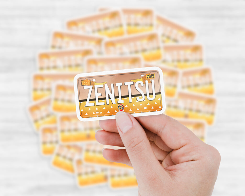 Zenitsu Agatsuma license plate sticker