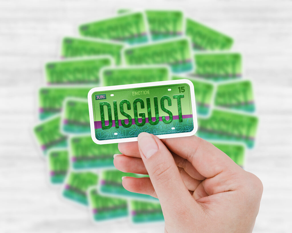 Disgust emotion license plate sticker