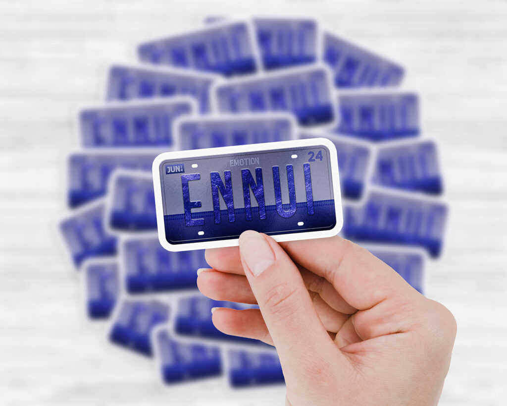 Ennui emotion license plate sticker