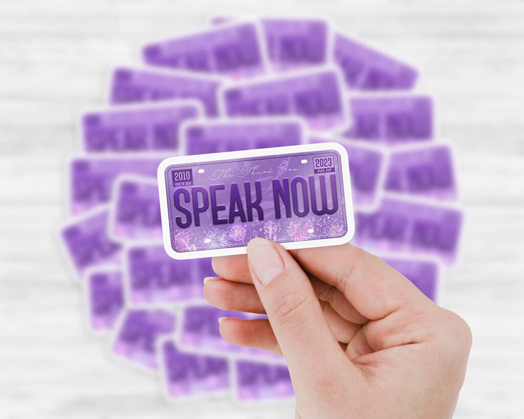 Speak Now era license plate sticker