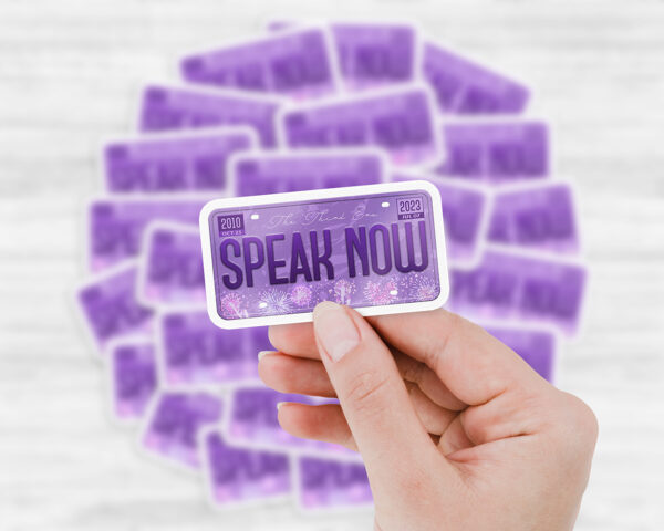 Speak Now era license plate sticker