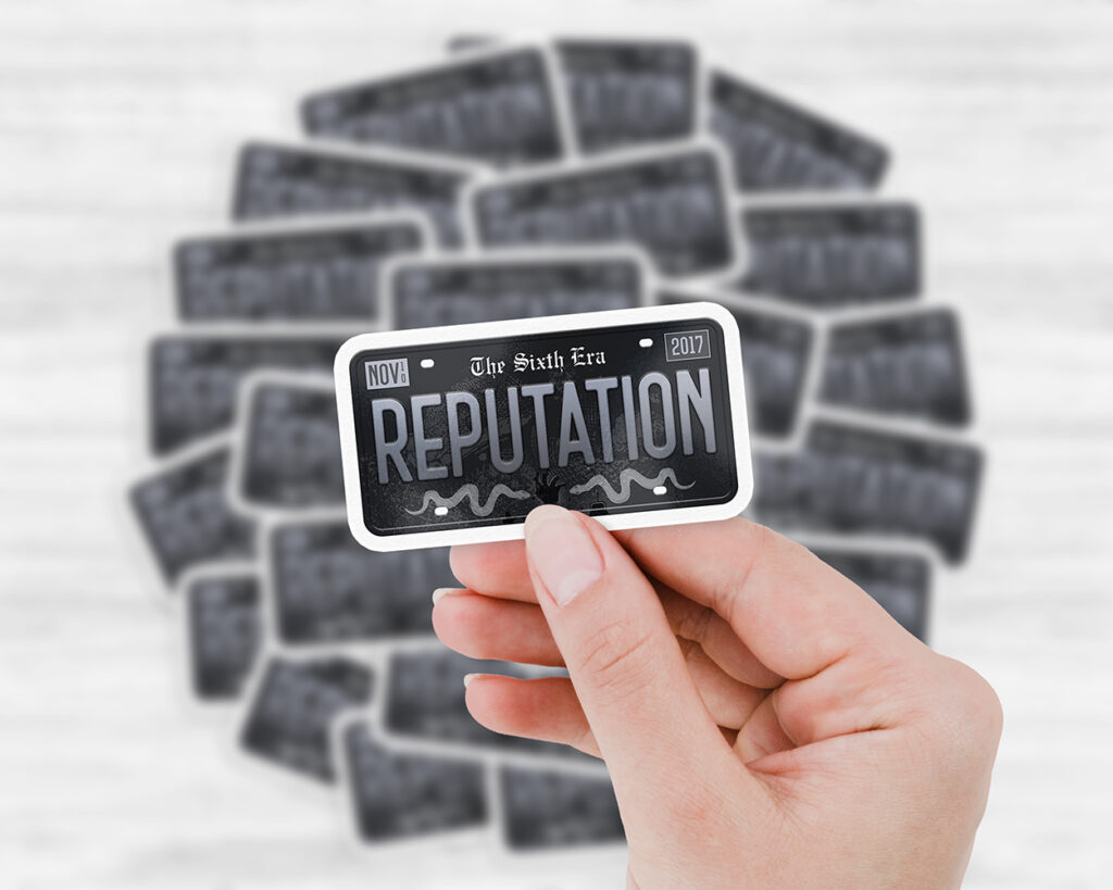 Reputation era license plate sticker
