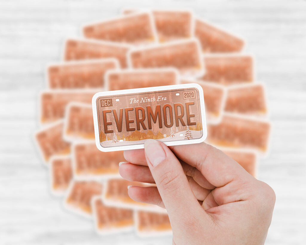 Evermore era license plate sticker