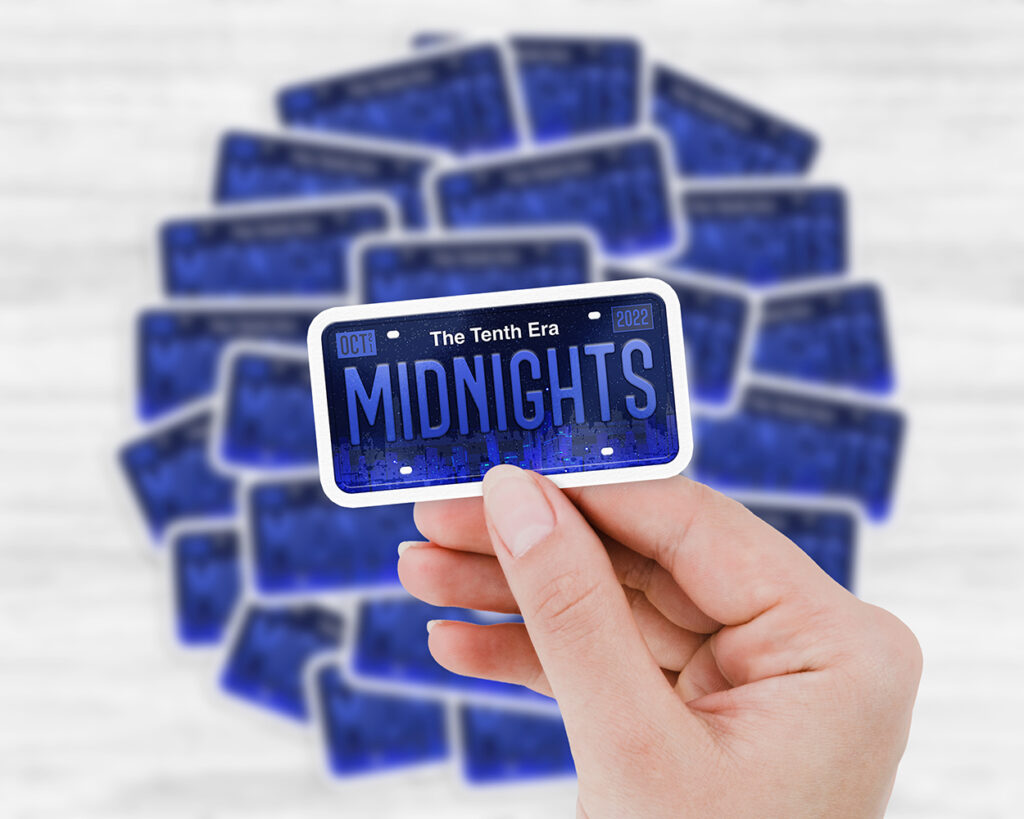 Midnights era license plate sticker