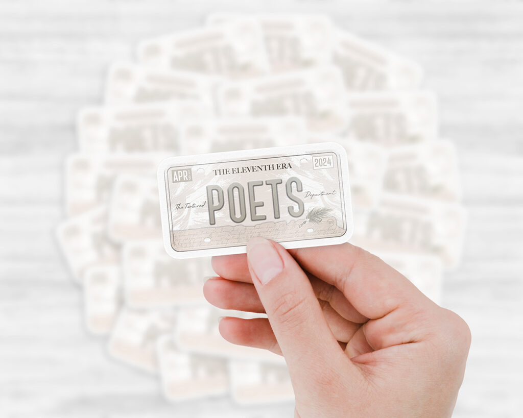 Tortured Poets era license plate sticker